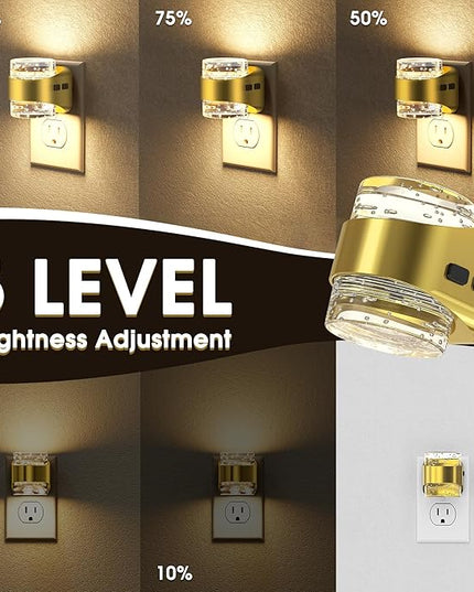 Briignite LED Night Light Plug into Wall[2 Pack], Dimmable Night Light with Bubble Design 3000K Warm & 5 Brightness Levels, Dusk to Dawn Sensor Nightlights for Nursery, Hallway, Bathroom, Kids Room