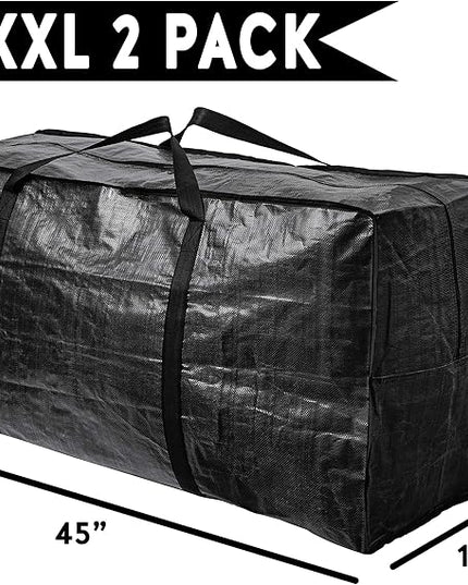 BAG-THAT! 68.5 GAL 2 Pack XXL Jumbo Extra Large Heavy Duty Stronger Handles Storage Bags Moving Totes Zippered Reusable Wrap Around Handle Storage Totes
