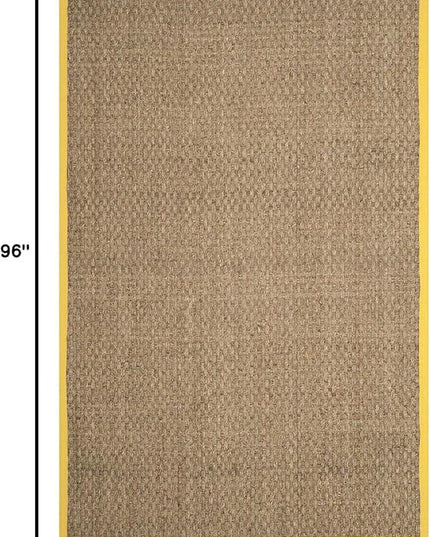 SAFAVIEH Area Rug 5x8 - Natural Fiber Collection - Natural & Gold, Seagrass, Basketweave Pattern with Border (NF114X)