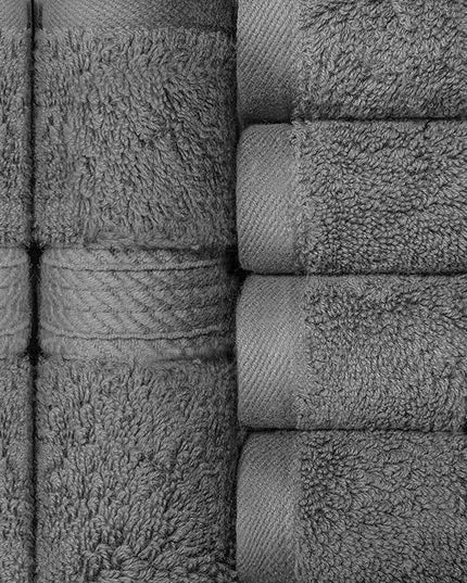 Superior Egyptian Cotton Pile Face Towel/Washcloth Set of 6, Ultra Soft Luxury Towels, Thick Plush Essentials, Absorbent Heavyweight, Guest Bath, Hotel, Spa, Home Bathroom, Shower Basics, Charcoal