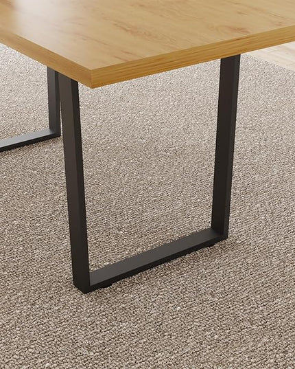 ZckyCine Modern Rectangular Dining Table for 4-6, Adjustable Wood Table with Metal Legs, Kitchen or Dining Room Table