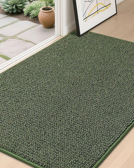 BEQHAUSE Dirt Trapper Door Mat 32" x 48", Non-Slip Washable Doormats Entrance Mat, Dirt Resistant and Absorbent Welcome Mat, Low Profile Floor Mats for Front Back Door and Entryway, Green