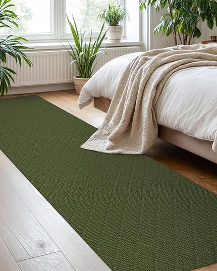 KOZYFLY Runner Rug 2x8 Ft Washable Runners for Hallways Non Slip Rubber Backed Kitchen Runners, Braided Cotton Entryway Runner Indoor, Floor Carpet for Hallway Kitchen Entryway, Dark Green