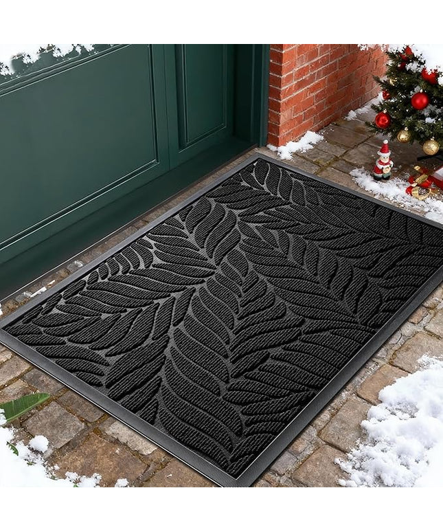 Yimobra 36x24 Large Door Mat Outdoor Indoor, All-Season Waterproof Door Mat Outside Entrance, All-Weather Non-Slip Outside Doormat for Garage Patio Entryway, Black