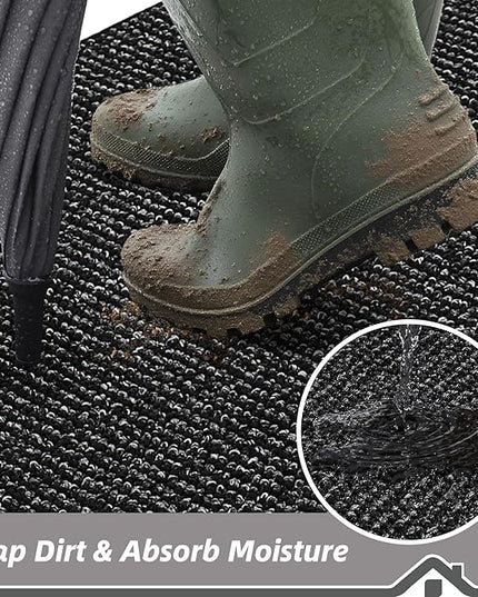 BEQHAUSE Dirt Trapper Door Mat 20" x 32", Non-Slip Washable Doormats Entrance Mat, Dirt Resistant and Absorbent Welcome Mat, Low Profile Floor Mats for Front Back Door and Entryway, Black