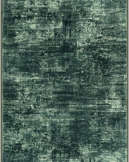 IOHOUZE Abstract Area Rugs 5x7 Ft Washable Rugs for Living Room, Non Slip Dining Room Rug, Printed Faux Wool Rugs for Bedroom, Floor Carpet for Kitchen Nursery Playroom, Dark Green