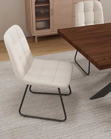 ZckyCine Expandable Dining Table Set for 6-8 People, Modern Rectangular Kitchen Table, 63"-79" Extendable, Walnut Finish, Metal Frame, 6 PU Leather Cushioned Chairs, Easy Assembly