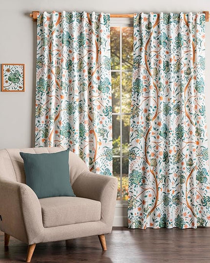 Maison d' Hermine Curtains for Living Room 100% Cotton 108 inch Length Two Panels Light Filtering Curtains for Bedroom Windows with Rod and Loop Pockets Drapes (Elizabeth, 50" W x 108" L)