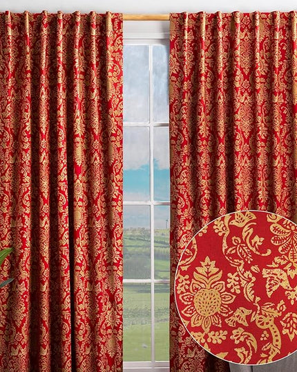 Maison d' Hermine Curtains for Living Room 100% Cotton 96 inch Length Two Panels Light Filtering Curtains for Bedroom Windows with Rod and Loop Pockets Drapes (Sofia, 50" W x 96" L)