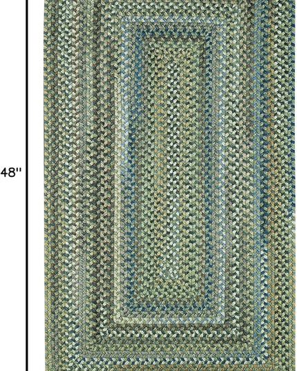 American Heritage Sage 0' 24" X 0' 48" Concentric Rectangle Braided Rug