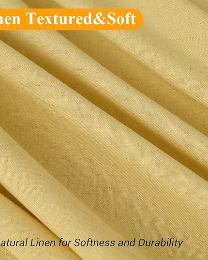 Naturoom Yellow 54 Inch Shower Curtain - Stall Narrow Half Linen Ultra Thick Fabric Shower Curtain Set with Hooks, Boho Farmhouse Rustic RV Camper Bath Curtains for Bathroom, 54x78