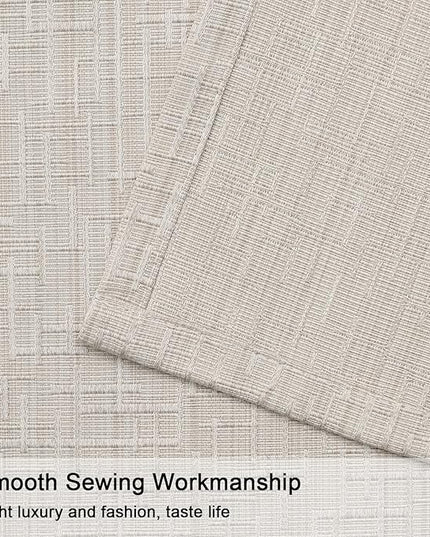 Jacquard Linen Curtains 84 inch Length 2 Panels Thick Faux Linen Blended Window Drapes Burlap Textured Curtains with Grommet for Living Room Bedroom Farmhouse (52x84 Beige) Natural