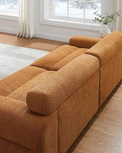 VANOMi 89" Boucle Cloud Loveseat Sofa Couch, Comfy Upholstered Deep Seat Boucle Sofa, Mid Century Modern Couch for Living Room Bedroom Apartment (Curry)