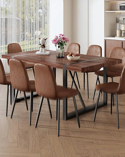9 Piece Dining Table Set，Dining Room Table Set for 8，71'' Kitchen Table and Modern Chairs Set of 8，8 Chair Dining Table Set for Kitchen Dining Room