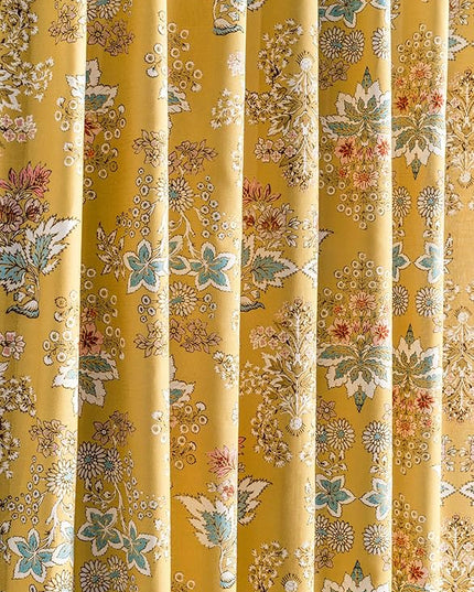 Maison d' Hermine Curtains for Living Room 100% Cotton 124 inch Length Two Panels Light Filtering Curtains for Bedroom Windows with Rod and Loop Pockets Drapes (Marquise Yellow, 50" W x 124" L)