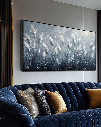 Home Decor Botanical Wall Art Reed Wall Paintings Black Framed Wall Decor Big Pictures 29"x 59"