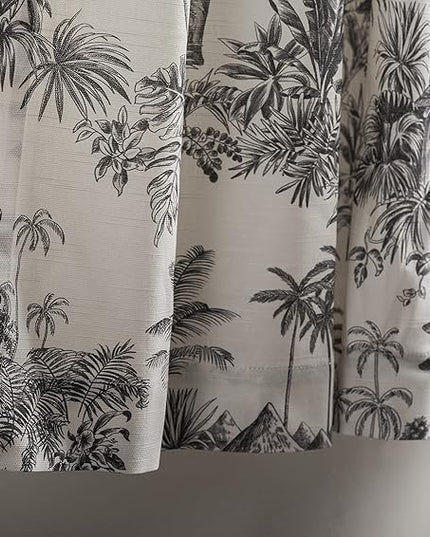 Maison d' Hermine Curtains for living room 100% Cotton 124 inch length One Panel Light Filtering Toile Curtains for Bedroom Windows with rod and loop Pockets Drapes (Savana Jouy Black, 50"W x 124"L)