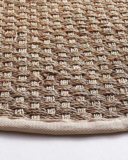 Safavieh Area Rug 6x8 Oval - Natural Fiber Collection - Natural & Ivory, Seagrass, Basketweave Pattern with Border (NF114J)