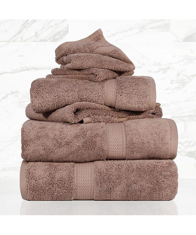 Superior Egyptian Cotton Pile 6-Piece Towel Set, 2 Bath, 2 Hand, 2 Face Towel/Washcloth, Heavyweight, Ultra Soft Luxury Towels, Thick Plush Essentials, Guest Bath, Spa, Hotel Bathroom, Muted Mauve