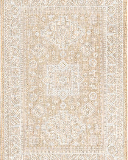 Rugs.com Outdoor Aztec Collection Rug – 4' x 6' Natural Flatweave Rug Perfect for Living Rooms, Large Dining Rooms, Open Floorplans