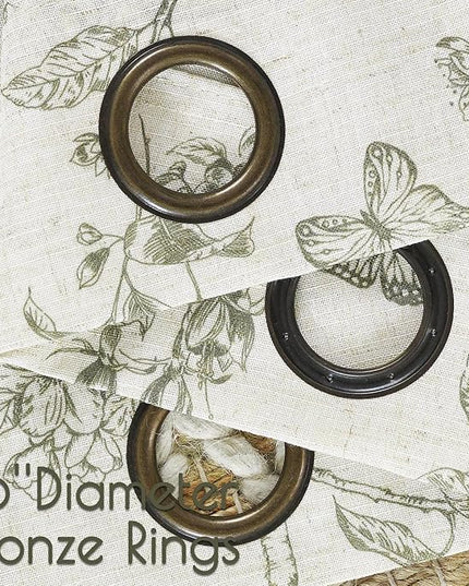 Lazzzy Linen Floral Farmhouse Curtains Green Curtains 90 Inch Length Drapes for Living Room Bedroom Pattern Light Filtering Country Vintage Curtain Grommet Top, 2 Panels, Green on Beige