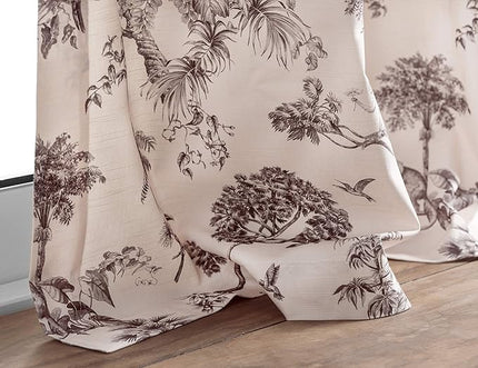 Maison d' Hermine Curtains for Living Room 100% Cotton 84 inch Length Two Panels Light Filtering Toile Curtains for Bedroom Windows with Rod and Loop Pockets Drapes (Bonobo Brown, 50" W x 84" L)