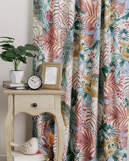 Maison d'Hermine Curtains for Living Room 100% Cotton 84 inch Length Two Panels Window Curtains for Bedroom with Loop & Rod Pockets - Oasis, 50" W x 84" L
