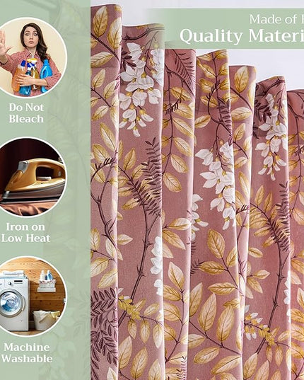 Maison d' Hermine Curtains for Living Room 100% Cotton 84 inch Length Two Panels Light Filtering Curtains for Bedroom Windows with Rod and Loop Pockets Drapes (Feuillage Cameo Brown, 50" W x 84" L)
