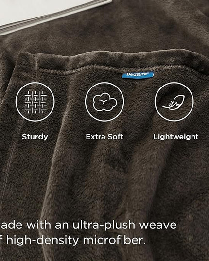 Bedsure GentleSoft Fleece Throw Blanket Brown - 300GSM Blankets for Couch, Sofa, Bed, Soft Lightweight Plush Cozy Throws for Toddlers, 50x60 inches