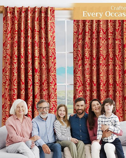 Maison d' Hermine Curtains for Living Room 100% Cotton 124 inch Length Two Panels Light Filtering Curtains for Bedroom Windows with Rod and Loop Pockets Drapes (Sofia, 50" W x 124" L)