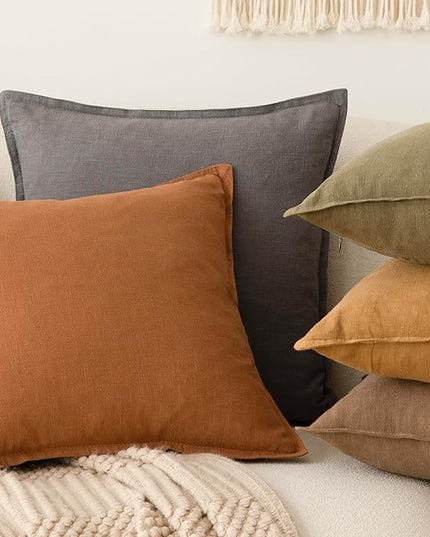 Foindtower Pack of 2, Decorative Linen Soild Throw Pillow Covers Soft Accent Lumbar Cushion Case Boho Farmhouse Pillowcase for Chair Couch Sofa Bedroom Living Room Home Decor 12 x 20 Inch Grey