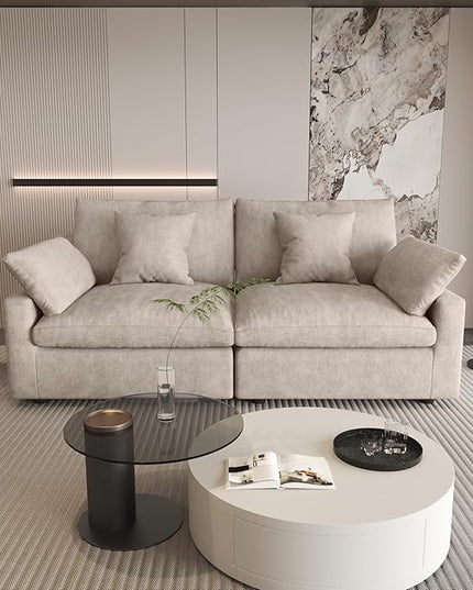 WJShome 83" Cloud Couch Sectional for Living Room, Down Filled Modular Sectional Sofa,Love Seat Sofas,Convertible Couch, Sofa Covers Washable&Replaceable,Khkai