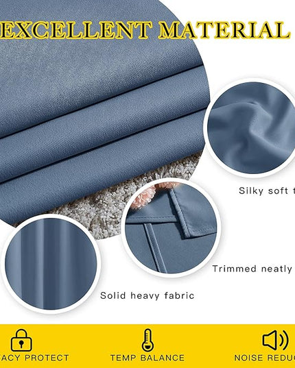 NICETOWN Blackout Curtains for Bedroom - Window Treatment Energy Saving Thermal Insulated Solid Grommet Blackout Drapes for Living Room (Stone Blue, 1 Pair, 66 by 84-Inch)