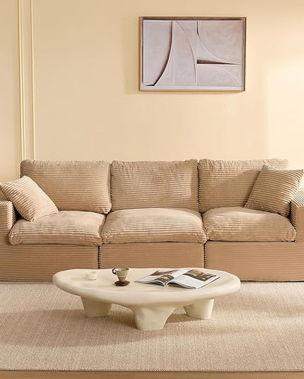 106.3” Sectional Couches for Living Room, Cloud Couch, Modular Sectional Sofa, Convertible Sofas Bed, Deep Seat Sofa, Corduroy,Camel