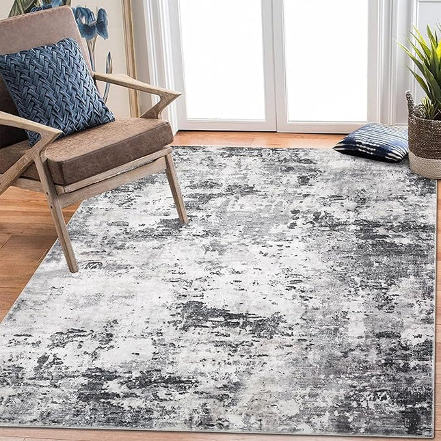 ROYHOMEWashable Rug 6x9 Modern Abstract Area Rug Non Slip Non Shedding Low Pile Stain Resistant Rug Soft Carpet for Bedroom Living Room, Green