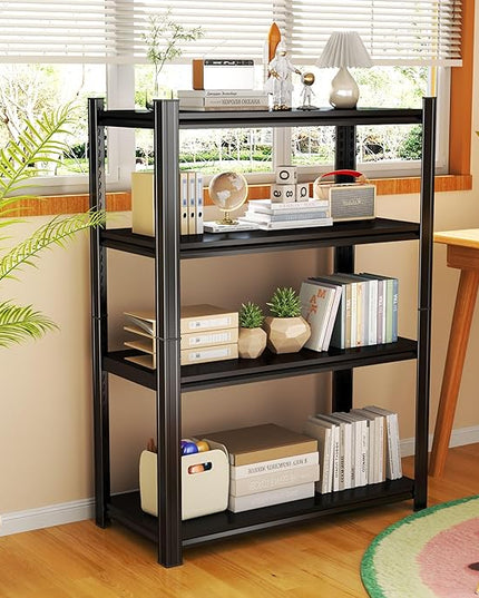 Storage Shelves, Garage Metal Shelving Unit, Adjustable, Double-Layer Column with Reinforced Ribs, Heavy-Duty, Capable of Bearing 2400 lbs, Suitable for Garage, Warehouse, Kitchen Storage