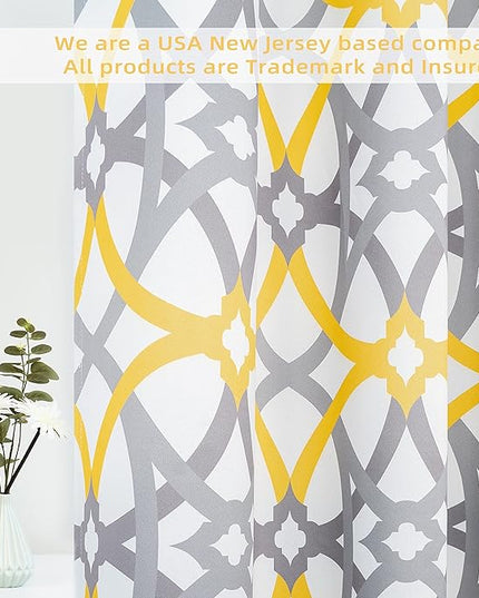 DriftAway Alexander 80% Blackout Curtains for Living Room 250GSM Pattern Match Thermal Insulated Room Darkening Geo Moroccan Mid Century Grommet Bedroom Drapes 2 Panels 52 Inch by 102 Inch Yellow Gray