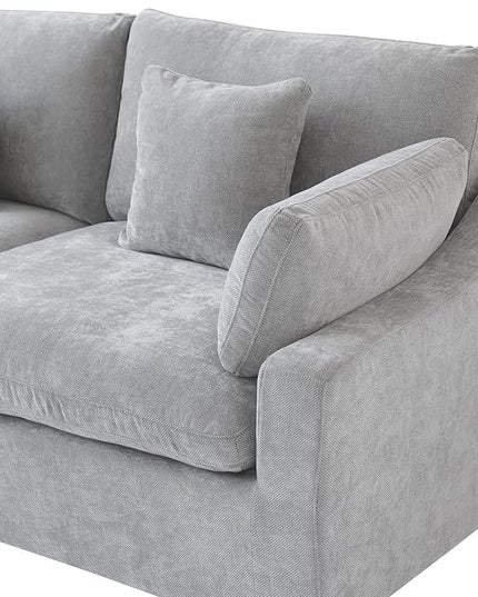 Modular Sectional Sofa Couch, 119.29" V Shaped Modular Couch with Ottoman, Down Filled Convertible Sofa for Living Room, 6 Seat Wide Couches,Cushion Covers Removable,Gray