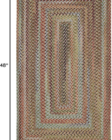 Capel American Heritage Olive Tan 0' 24" X 0' 48" Concentric Rectangle Braided Rug