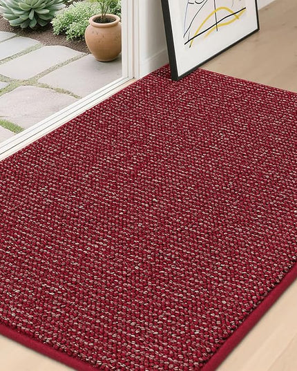 BEQHAUSE Dirt Trapper Door Mat 32" x 48", Non-Slip Washable Doormats Entrance Mat, Dirt Resistant and Absorbent Welcome Mat, Low Profile Floor Mats for Front Back Door and Entryway, Red