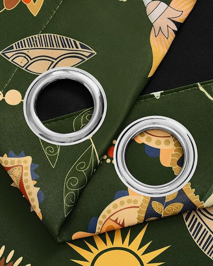 XiDi Christmas Green Floral Curtains 96 Inches Long 2 Panels Vintage Patterned Blackout Curtains for Living Room Thermal Insulated Grommet Luxury Cottage Core Botanical Printed Drapes Moss Green 52x96
