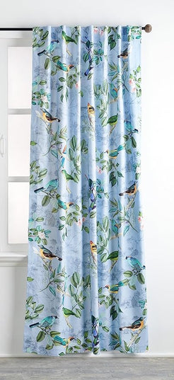 Maison d' Hermine Curtains for Living Room 100% Cotton 84 inch Length Two Panels Light Filtering Curtains for Bedroom Windows with Rod and Loop Pockets Drapes (Solstice Fair Blue, 50" W x 84" L)