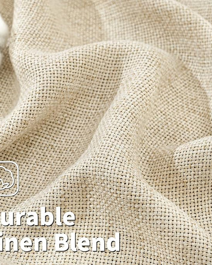 BGment Beige Linen Curtains 54 Inch Length 2 Panels - Burlap Textured Light Filtering Window Treatments Grommet Sheer Drapes for Farmhouse Bedroom, 52 X 54 Inch
