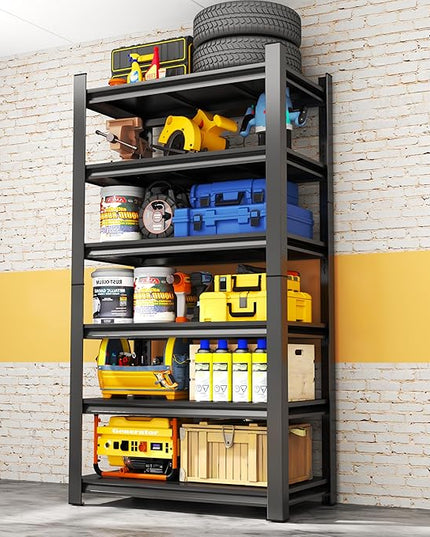 Storage Shelves, Garage Metal Shelving Unit 35"W x 18"D x 82"H, 6-Tier Adjustable, Double-Layer Column with Reinforced Ribs, Heavy-Duty, Capable of Bearing 3600 lbs for Garage, Warehouse, Kitchen