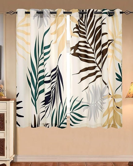 SUBRTEX Light Flitering Curtains 52Wx63L, Room Darkening Vibrant Floral Drapes, 50% Blackout, Semi Sheer Boho Farmhouse Curtains for Living Room, Yellow