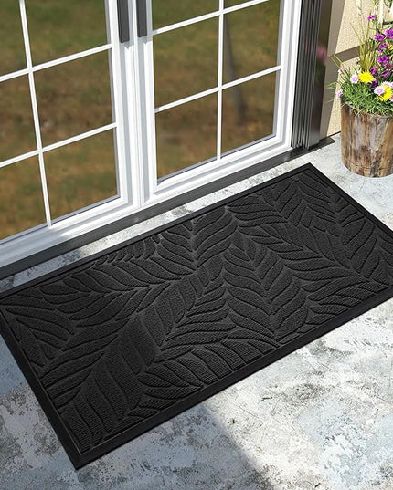 Yimobra 47x24 Large Door Mat Outdoor Indoor, All-Season Waterproof Door Mat Outside Entrance, All-Weather Non-Slip Outside Doormat for Garage Patio Entryway, Black