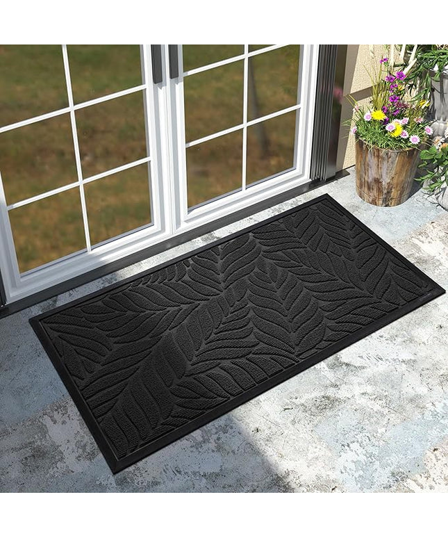 Yimobra 47x24 Large Door Mat Outdoor Indoor, All-Season Waterproof Door Mat Outside Entrance, All-Weather Non-Slip Outside Doormat for Garage Patio Entryway, Black