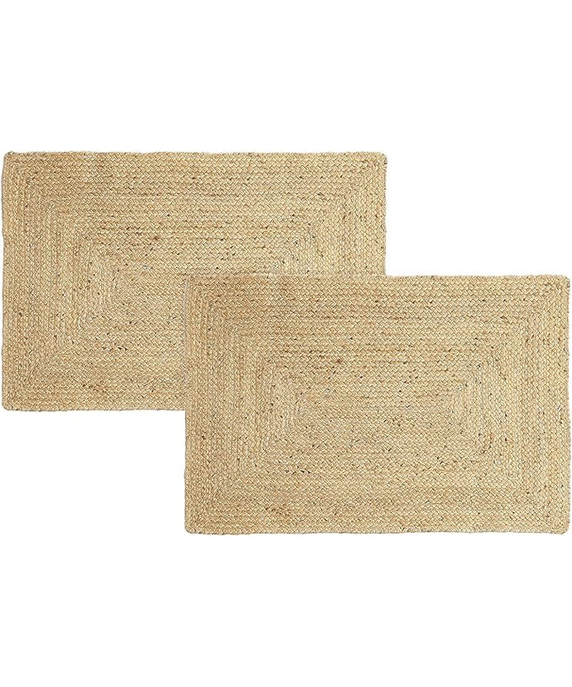 REDEARTH · Rectangular Area Rug - 2'x3' Braided Natural Jute with Non-Skid Backing - Handwoven Boho Rug for Bedroom, Kitchen, Living Room - Aesthetic Home Decor - Durable Handmade Rug, Set of 2