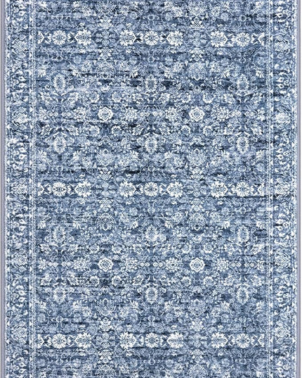 2x3 Washable Rugs for Entrance, Blue Soft Distressed Floral Area Rug, Non-Slip Low-Pile Doormat for Entryway, Dorm, Bedside, Foyer, Indoor Door Mat