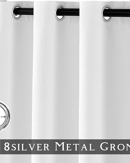 ChrisDowa 100% Blackout Pure White Solid Curtains 96 Inches Long 2 Panels for Bedroom Living Room,Farmhouse Room Darkening Thermal Insulated Soundproof Grommet Top Window Treatment Drapes,52x96